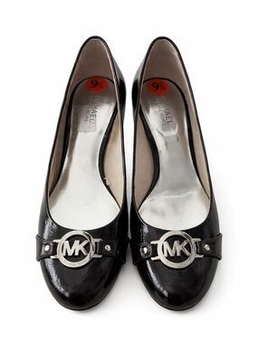 Michael Kors Black Patent Leather Pumps Women’s 9.5M MK Logo 3” Heel